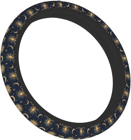 Sun and Moon Celestial Steering Wheel Cover Universal 15 Inch, Anti-Slip Car Accessories, Steering Wheel Protector for Women Men, Car Interior Decor in Saudi Arabia