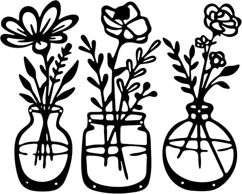Metal Flowers Wall Decor, 3 Piece Metal Flower Wall Art, Wrought Iron Wall Decor For Living Room, Dining Room, Bathroom, Kitchen（Paint Color） in Saudi Arabia