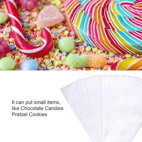 Enenes Cellophane Bags 200-Pack 4x9 Inch Clear Party Favor Bags with Twist Ties for Candy, Cookies, Bakery Treats, Desserts & Gift Packaging in Kuwait