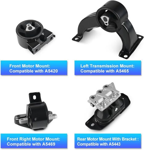 jdmon 4pcs محرك المحرك ومجموعة مونب مونبست بديل لـ Chrysler Sebring 2.4L ، 2.7L ، 3.5L 2007-2010 ، Dodge Avenger 2.7L ، 3.5L 2009 2000 متوافق مع A5465 ، A5469 ، A5420 ، A54443 in Saudi Arabia