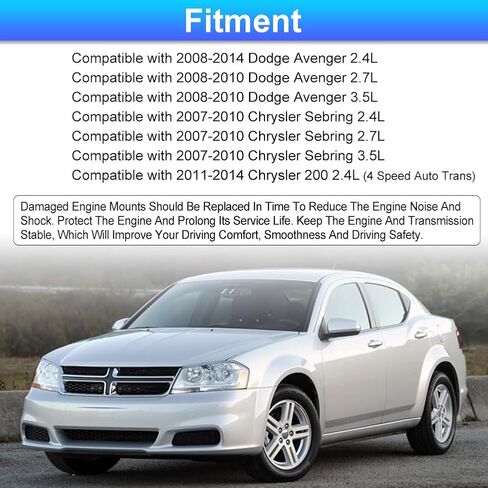 jdmon 4pcs محرك المحرك ومجموعة مونب مونبست بديل لـ Chrysler Sebring 2.4L ، 2.7L ، 3.5L 2007-2010 ، Dodge Avenger 2.7L ، 3.5L 2009 2000 متوافق مع A5465 ، A5469 ، A5420 ، A54443 in Saudi Arabia