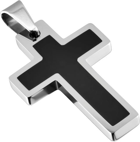 Tungsten Cross Gold Plated, Black Plated or Polished with Different Inlays and Stainless Steel Cuban necklace 16" to 28" in length in Kuwait