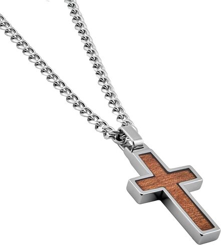 Tungsten Cross Gold Plated, Black Plated or Polished with Different Inlays and Stainless Steel Cuban necklace 16" to 28" in length in Kuwait