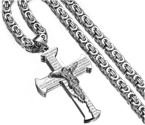 Gerrit Long Cross Presant Netclace Gold Silver Black Stain Stail Stain in Kuwait