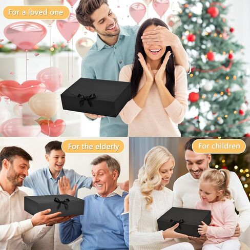 wluuseaxi 15pack علب الهدايا مع الأغطية، 10.6x7.8x3.1 بوصة صناديق اقتراح وصيفة الشرف مع الشريط، وصناديق الهدايا السوداء للهدايا، وصناديق ورق الكرافت لحفل زفاف عيد الميلاد عيد ميلاد الطفل دش الطرف in Kuwait