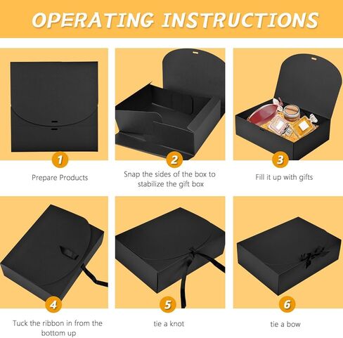 wluuseaxi 15pack علب الهدايا مع الأغطية، 10.6x7.8x3.1 بوصة صناديق اقتراح وصيفة الشرف مع الشريط، وصناديق الهدايا السوداء للهدايا، وصناديق ورق الكرافت لحفل زفاف عيد الميلاد عيد ميلاد الطفل دش الطرف in Kuwait