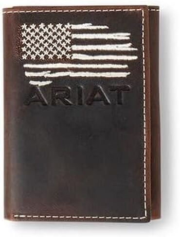 Ariat Western Wallet Mens Flag American Trifold Brown A3553934 in Saudi Arabia