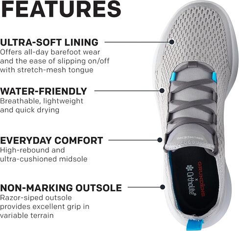 Grunden’s Men’s CrossCurrent Boat Shoe - Lightweight Quick Dry Water Shoes, Barefoot Wear with Slip On/Off Mesh Tongue in Kuwait