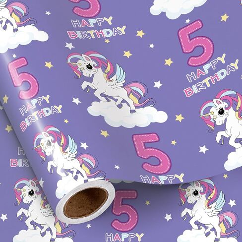 Ruspepa Unicorn Wrapp Paper Roll for Kids Girls ، Mini Roll ، Purple Unicorn مع قوس قزح ، لف غلاف هدايا النجوم والقلب المثالي لعيد ميلاد الفتيات ، استحمام الطفل ، هدية الحفلات السحرية ، 17 بوصة × 16.4 قدم in Kuwait