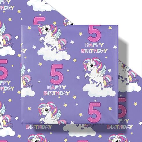 Ruspepa Unicorn Wrapp Paper Roll for Kids Girls ، Mini Roll ، Purple Unicorn مع قوس قزح ، لف غلاف هدايا النجوم والقلب المثالي لعيد ميلاد الفتيات ، استحمام الطفل ، هدية الحفلات السحرية ، 17 بوصة × 16.4 قدم in Kuwait