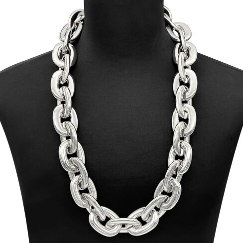 مغني الراب الهيب هوب سلسلة ذهبية مزيفة كبيرة ، قلادة من أزياء سلسلة الحفلات البلاستيكية الكثيفة الشرير الكثيفة ، سلاسل غير قابلة للفصل للرجال 80s 90s المجوهرات in Kuwait
