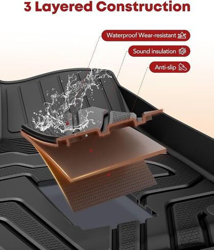 YHTAUTO Floor Mats Fit 2007-2013 Toyota Corolla Sedan, TPE All Weather Floor Liner Odorless Custom Fit Car Mats, 1st 2nd Row Corolla Accessories in Kuwait