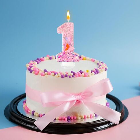 7Th Birthday Candles，Glitter Butterfly Cake Toppers Pink Sequins Wedding Numeral Cupcake Decorations，for Girl and boy Wedding Cakes, Parties Celebrations, Birthday Decorations in Saudi Arabia
