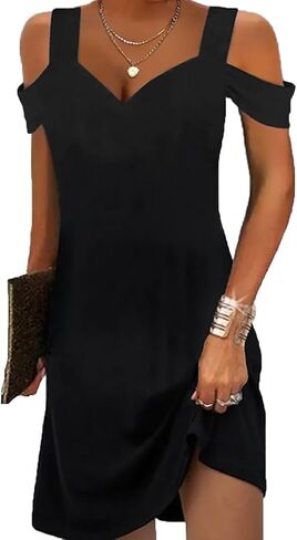 Women Cold Shoulder Dress 2025 Summer Casual Trendy Boho Floral V Neck Vintage Dresses for Beach Vacation in Saudi Arabia