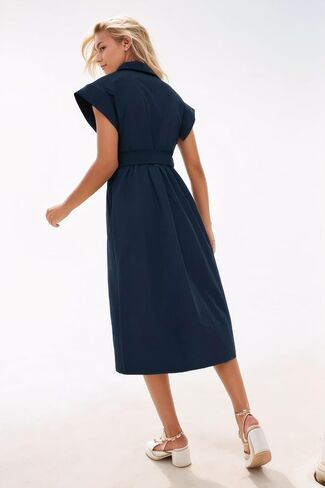 Womens 2025 Summer Short Sleeves Midi Dress Casual Button Down Long Dress with Belt in Saudi Arabia