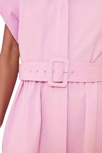Womens 2025 Summer Short Sleeves Midi Dress Dress Button Button Down Long Bress مع حزام in Saudi Arabia