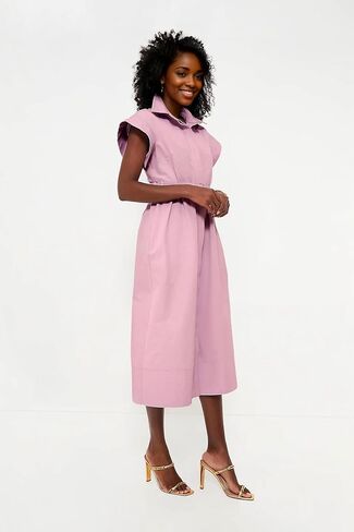 Womens 2025 Summer Short Sleeves Midi Dress Dress Button Button Down Long Bress مع حزام in Saudi Arabia