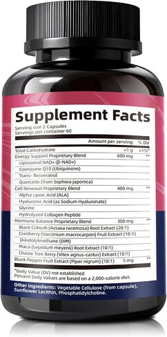 NAD Supplements for Women - NAD Resveratrol Supplement with CoQ10, DIM & Hyaluronic Acid - Liposomal NAD+ Supports Hormone Balance, Mitochondrial Health, Anti-Aging & Cellular Renewal - 120 Capsules in Saudi Arabia
