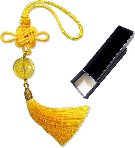 Crystal Feng Shui Coin, purple Tassels Chinese knot, combines traditional Chinese good luck charms with modern crystal energy, wealth, good fortune and success. 1 pack in Kuwait