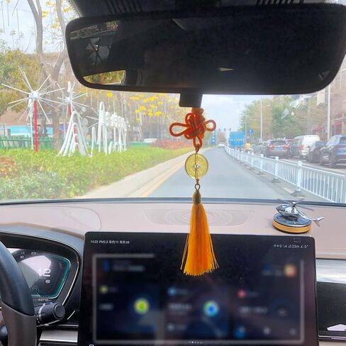 Crystal Feng Shui Coin, purple Tassels Chinese knot, combines traditional Chinese good luck charms with modern crystal energy, wealth, good fortune and success. 1 pack in Kuwait