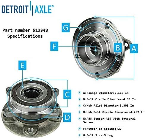 Detroit Axle-2 مراكز تحمل العجلات الأمامية لعام 2015-2017 Chrysler 200 2013-2016 Dodge Dart ، محمل عجلة البديل ومجموعة مجموعة المحور ، محاور الزوجين in Kuwait