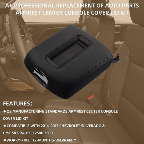 Dasbecan Armrest Center Center Cover Cover Kit (Full Central Floor) متوافق مع 2014-2018 Chevy Silverado & GMC Sierra 1500 2500 3500 2015-2020 Tahoe Yukon Suburban يحل محل 0227083AA 22861304 in Saudi Arabia