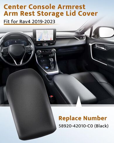 Center Console Rest Arm Rest Rest Cover Cover for Toyota RAV4 2019 2020 2021 2022 2023 ، Replacement 58920-42010-C0 ، Black Leather PVC in Kuwait