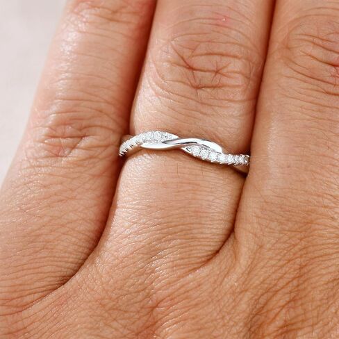 Gold Moissanite Curved Band for Women, D Color VVS1 Clarity Lab Created Diamond Band 14K Yellow Gold Vermeil S925 Sterling Silver Band Moissanite Contour Rings for Women Wife Gifts in Kuwait