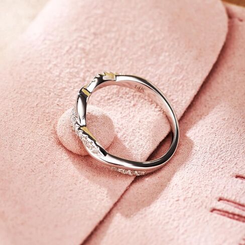 Gold Moissanite Curved Band for Women, D Color VVS1 Clarity Lab Created Diamond Band 14K Yellow Gold Vermeil S925 Sterling Silver Band Moissanite Contour Rings for Women Wife Gifts in Kuwait