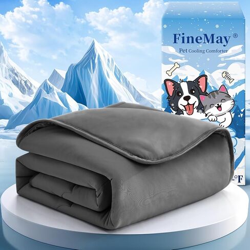 Cooling Blanket for Dogs, Lightweight & Durable Dog Cooling Mat, Q-MAX>0.45 Soft Breathable Pets Comforter for Couch, Bed & Car Essential - Light Grey 40x50 Inches in Kuwait