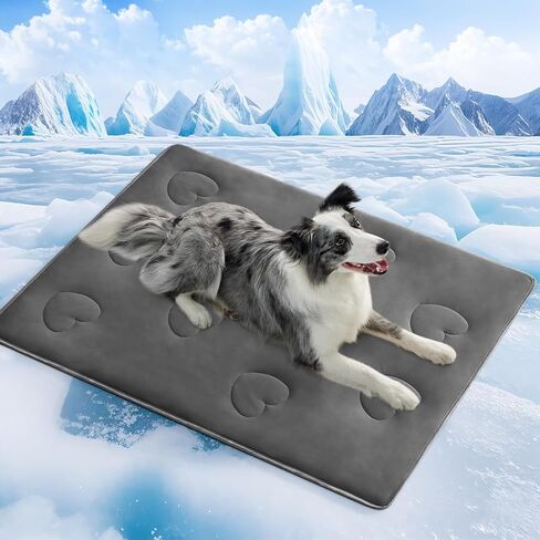 Cooling Blanket for Dogs, Lightweight & Durable Dog Cooling Mat, Q-MAX>0.45 Soft Breathable Pets Comforter for Couch, Bed & Car Essential - Light Grey 40x50 Inches in Kuwait