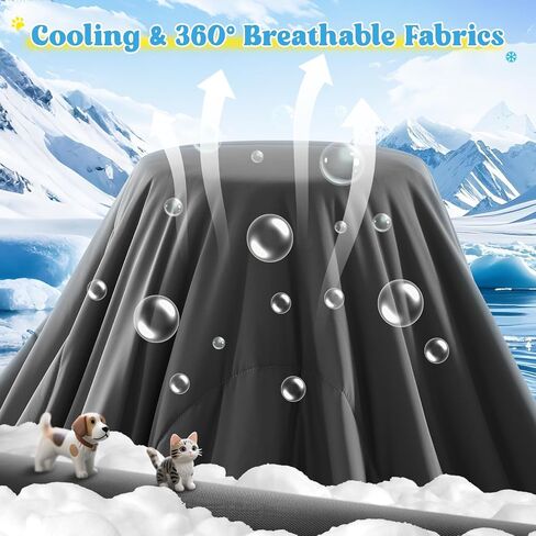 Cooling Blanket for Dogs, Lightweight & Durable Dog Cooling Mat, Q-MAX>0.45 Soft Breathable Pets Comforter for Couch, Bed & Car Essential - Light Grey 40x50 Inches in Kuwait