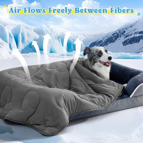 Cooling Blanket for Dogs, Lightweight & Durable Dog Cooling Mat, Q-MAX>0.45 Soft Breathable Pets Comforter for Couch, Bed & Car Essential - Light Grey 40x50 Inches in Kuwait