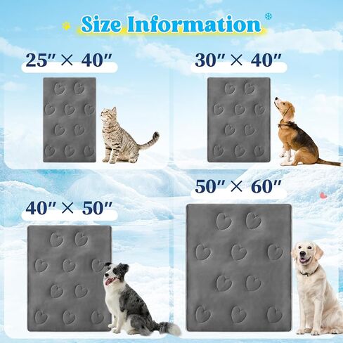 Cooling Blanket for Dogs, Lightweight & Durable Dog Cooling Mat, Q-MAX>0.45 Soft Breathable Pets Comforter for Couch, Bed & Car Essential - Light Grey 40x50 Inches in Kuwait