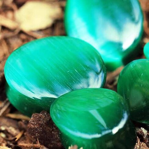 Covet Jewelry Natural Green Cat's Eye Double Flare Seaddrop in Saudi Arabia