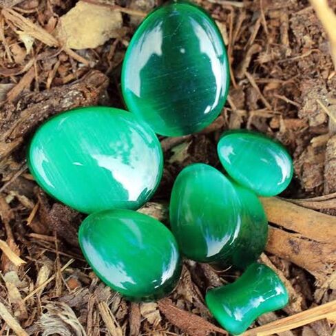 Covet Jewelry Natural Green Cat's Eye Double Flare Seaddrop in Saudi Arabia