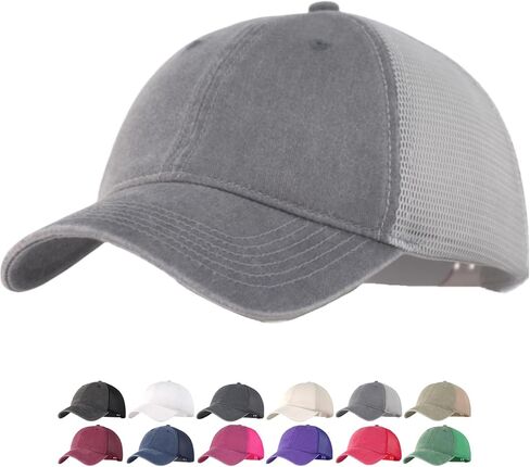 Vintage Distressed Soft Trucker Hat – M/L/XL/XXL Multiple Sizes Unstructured Mesh Back Snapback Baseball Cap for Men Women in Saudi Arabia