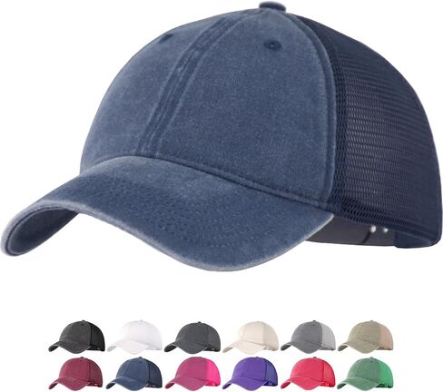 Vintage Distressed Soft Trucker Hat – M/L/XL/XXL Multiple Sizes Unstructured Mesh Back Snapback Baseball Cap for Men Women in Saudi Arabia