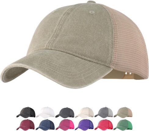 Vintage Distressed Soft Trucker Hat – M/L/XL/XXL Multiple Sizes Unstructured Mesh Back Snapback Baseball Cap for Men Women in Saudi Arabia