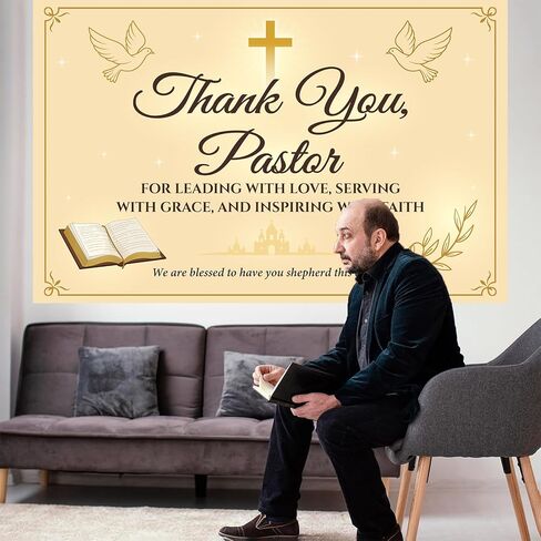 نحن نحب شعار القس لدينا - 70.87 "× 45.3" لافتة تقدير القس لأحداث الكنيسة ، أو زخارف تقدير القس لذكرى رجال الدين ، أو خدمة الأحد ، أو الاحتفال بالتقاعد in Kuwait