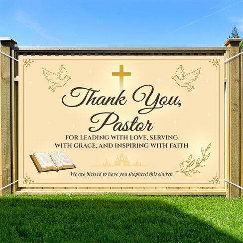 نحن نحب شعار القس لدينا - 70.87 "× 45.3" لافتة تقدير القس لأحداث الكنيسة ، أو زخارف تقدير القس لذكرى رجال الدين ، أو خدمة الأحد ، أو الاحتفال بالتقاعد in Kuwait