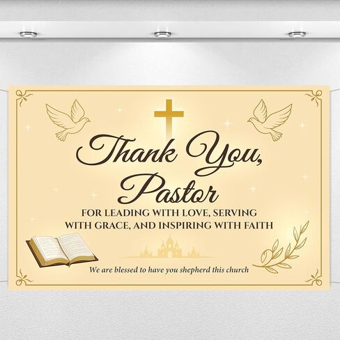 نحن نحب شعار القس لدينا - 70.87 "× 45.3" لافتة تقدير القس لأحداث الكنيسة ، أو زخارف تقدير القس لذكرى رجال الدين ، أو خدمة الأحد ، أو الاحتفال بالتقاعد in Kuwait