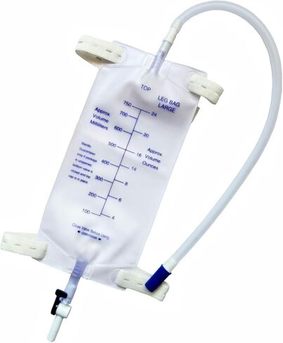 lifevv 3 Pack 750ml Catheter Leg Bag Urinary Drainage Bag, with 3 Eighteen-inch Tubing, Anti-Reflux Valve, Cloth Straps,Easy Lever Outlet Tap in Kuwait