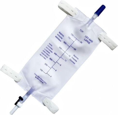 lifevv 3 Pack 750ml Catheter Leg Bag Urinary Drainage Bag, with 3 Eighteen-inch Tubing, Anti-Reflux Valve, Cloth Straps,Easy Lever Outlet Tap in Kuwait