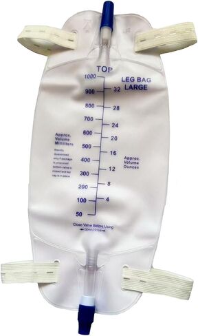 lifevv 3 Pack 750ml Catheter Leg Bag Urinary Drainage Bag, with 3 Eighteen-inch Tubing, Anti-Reflux Valve, Cloth Straps,Easy Lever Outlet Tap in Kuwait