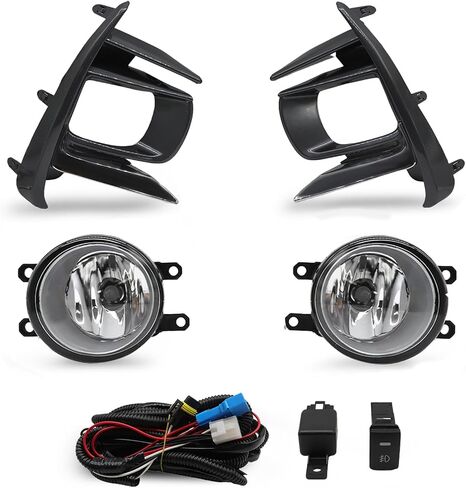 Front Fog Lights Lamps Assembly Compatible with Sienna 2018 2019 2020 Chrome w/Bezel + Wiring Harness + Switch 1210-08020 81220-08020 TL192967DT in Saudi Arabia