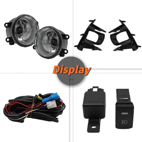 Front Fog Lights Lamps Assembly Compatible with Sienna 2018 2019 2020 Chrome w/Bezel + Wiring Harness + Switch 1210-08020 81220-08020 TL192967DT in Saudi Arabia