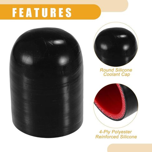 1 Set 42mm 1.65" ID Universal Silicone Hose Cap Intake Vacuum Hose End Plug - Car for Coolant Heater Bypass Vacuum Water Port - Silicone Black Red in Saudi Arabia