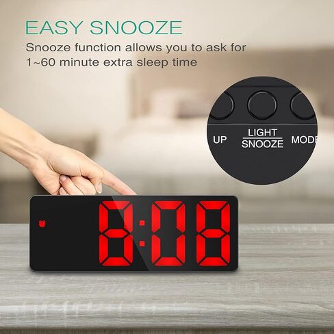 Oria LED Clock ، المنبه الرقمي ، الساعة الكبيرة عرض المكتب LED مع غفوة ، 3 سطوع قابل للتعديل ، موانئ شحن USB لغرفة النوم ، المكتب ، الأحمر in Saudi Arabia