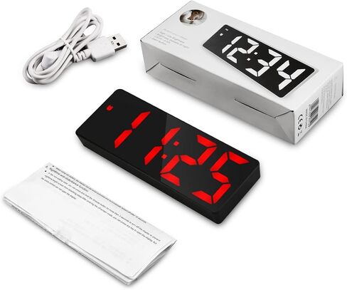 Oria LED Clock ، المنبه الرقمي ، الساعة الكبيرة عرض المكتب LED مع غفوة ، 3 سطوع قابل للتعديل ، موانئ شحن USB لغرفة النوم ، المكتب ، الأحمر in Saudi Arabia